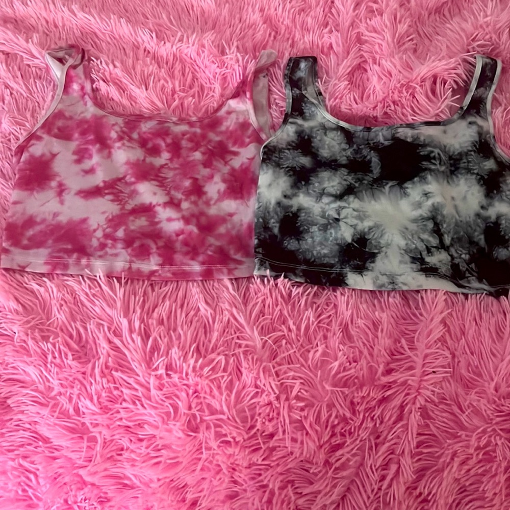 Two medium tie die tops that are cropped:)